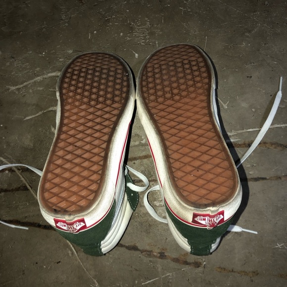 UNISEX Dark green and cream Old Skool VANS Hi-top shoes - Picture 5 of 7